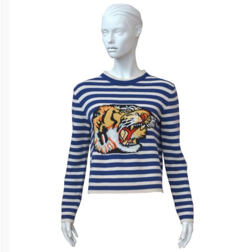 GUCCI TIGER EMBROIDERED OVERSIZED SWEATER Sz S